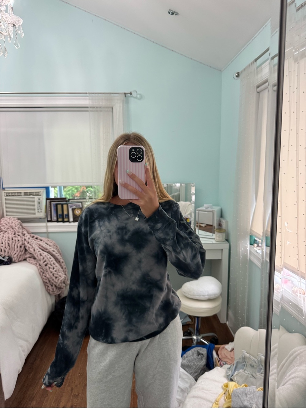NFINITY Black Tie-Dye Crewneck Sweatshirt